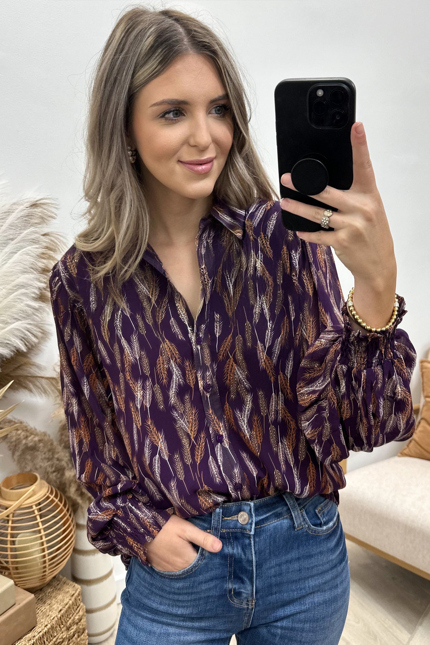 "Feel The Breeze" Blouse (Eggplant) - Happily Ever Aften