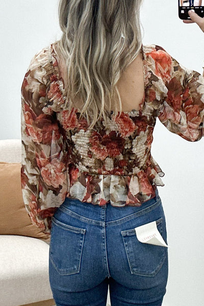 "Floral Dreams" Top (Camel Multi) - Happily Ever Aften