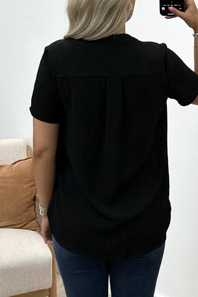 "Gathered Together" Top (Black) - Happily Ever Aften