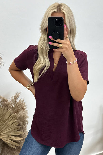 "Gathered Together" Top (Burgundy) - Happily Ever Aften