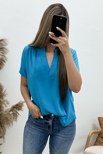 "Gathered Together" Top (Ocean Blue) - Happily Ever Aften