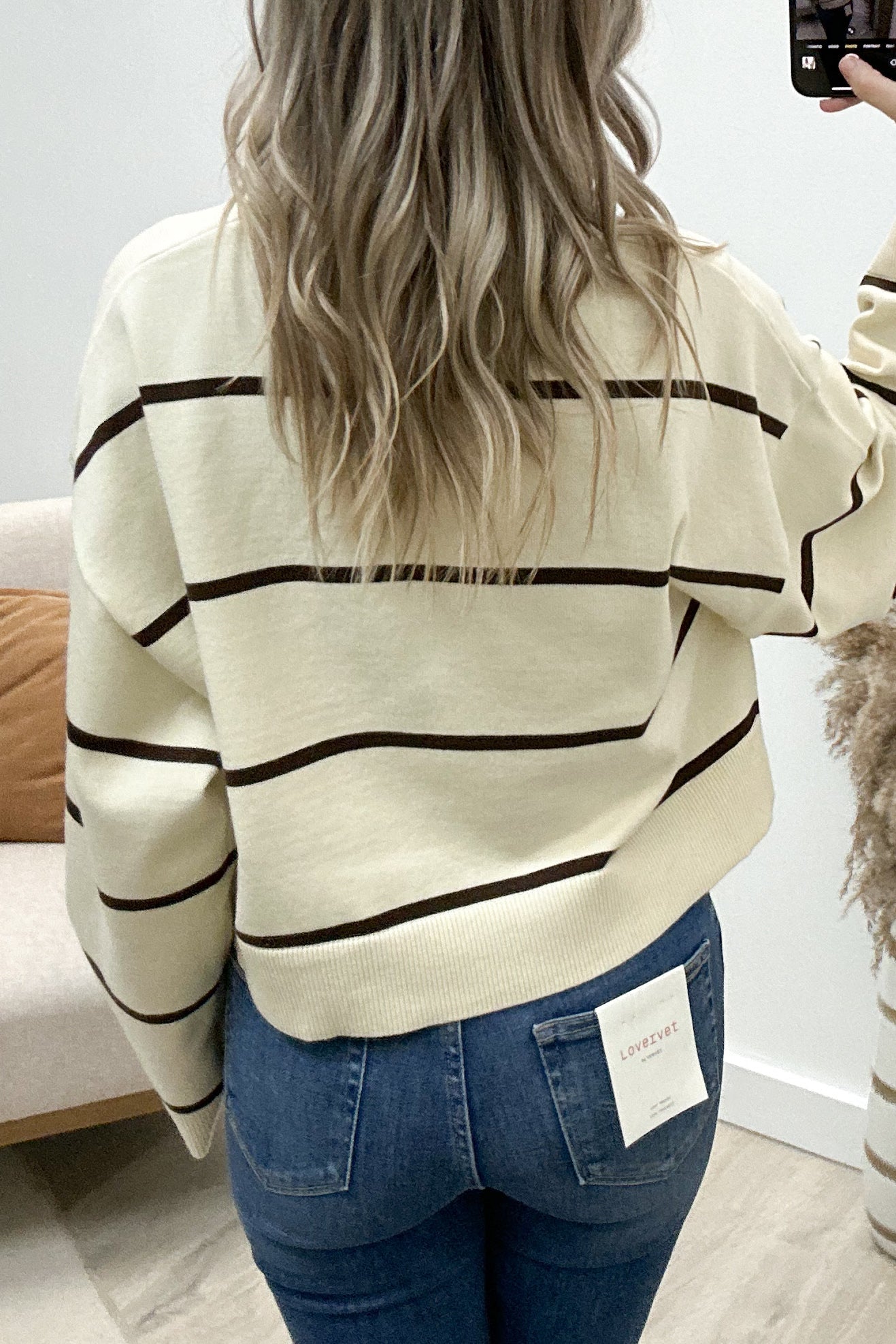 "Get With It" Sweater (Cream/Brown Stripes) - Happily Ever Aften