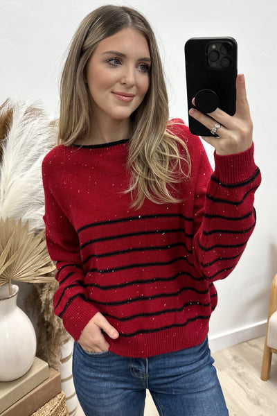 "Glitter And Shine" Sweater (Red) - Happily Ever Aften