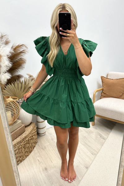 "Graceful Glam" Dress (Hunter Green) - Happily Ever Aften