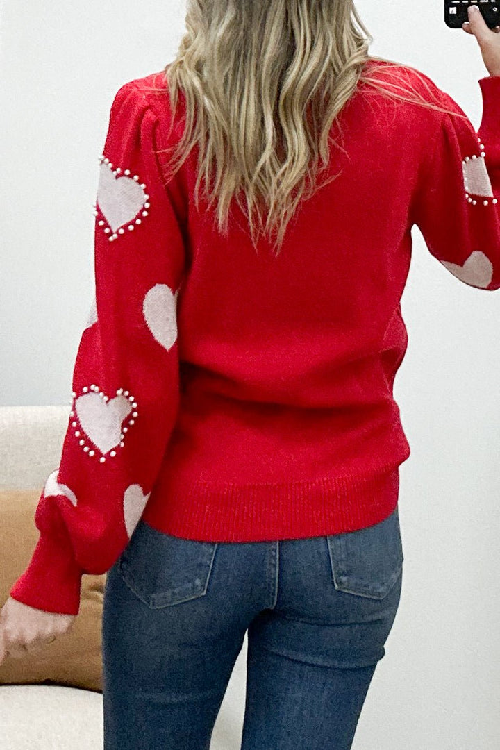 "Head Over Heels" Sweater (Red) - Happily Ever Aften