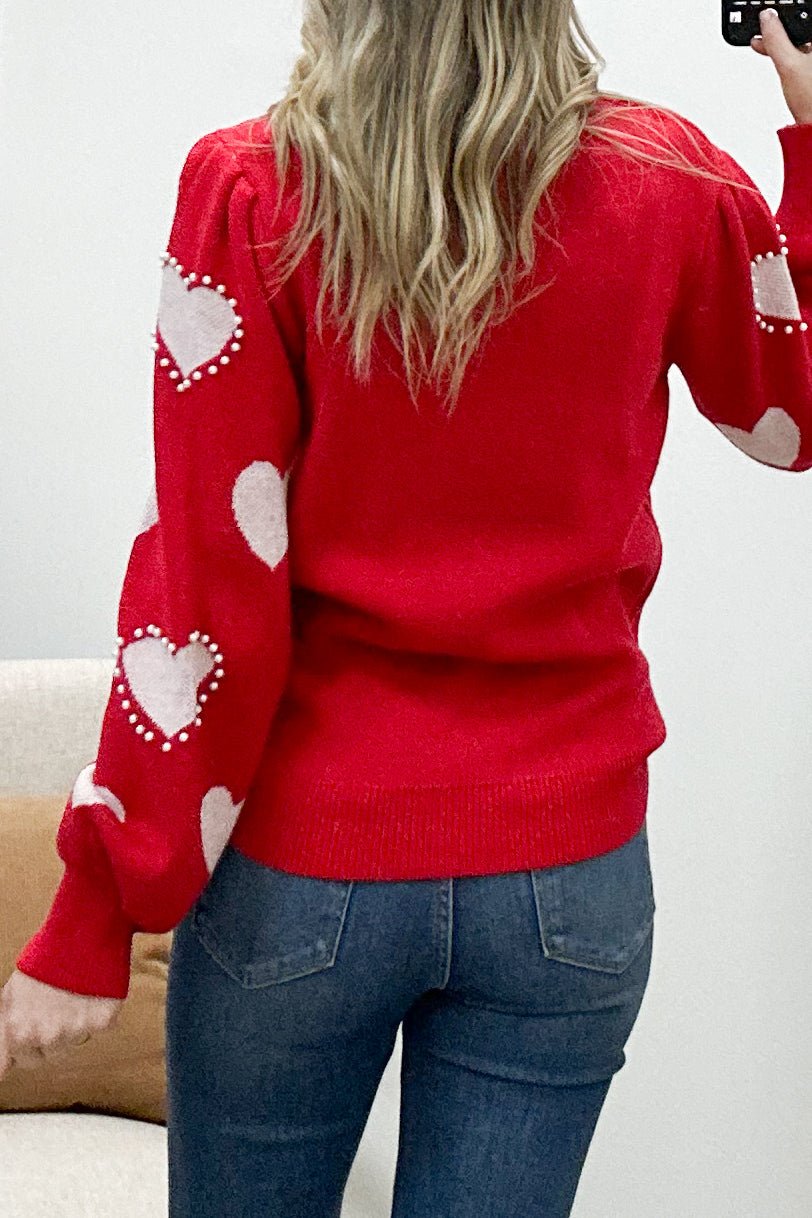 "Head Over Heels" Sweater (Red) - Happily Ever Aften