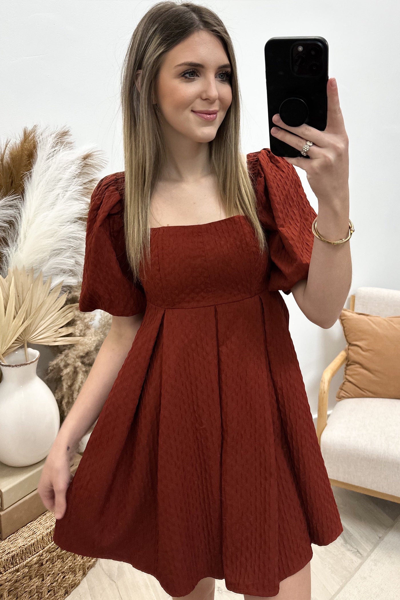 "Hopeless Romantic" Dress (Rust) - Happily Ever Aften