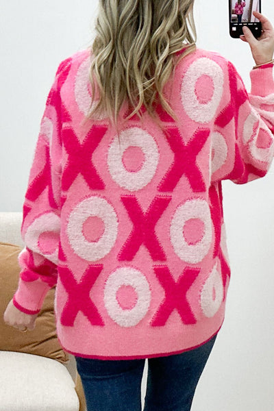 "Hugs & Kisses" Sweater (Pink Combo) - Happily Ever Aften