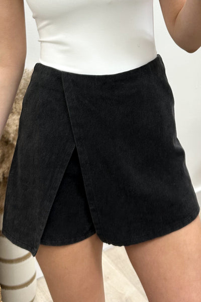 "I Know You" Skort (Vintage Black) - Happily Ever Aften
