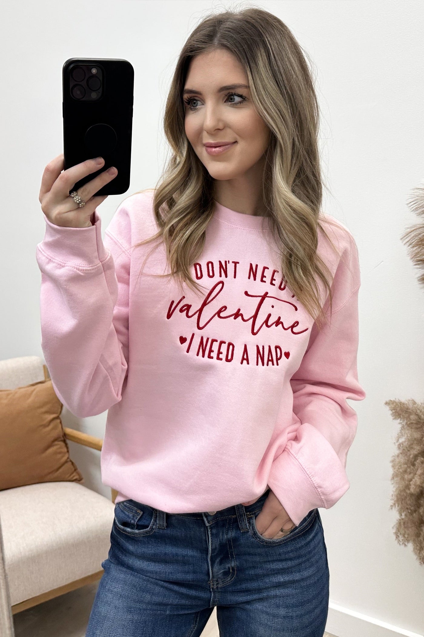 "I Need A Nap" Sweatshirt (Light Pink) - Happily Ever Aften