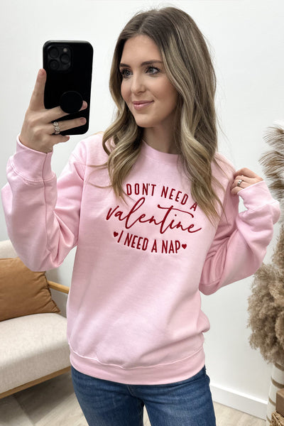 "I Need A Nap" Sweatshirt (Light Pink) - Happily Ever Aften