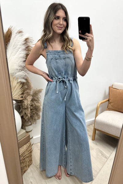 "Indigo Skies" Jumpsuit Overalls (Denim) - Happily Ever Aften