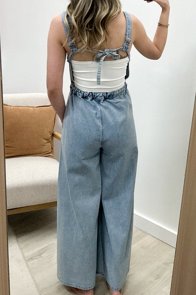 "Indigo Skies" Jumpsuit Overalls (Denim) - Happily Ever Aften