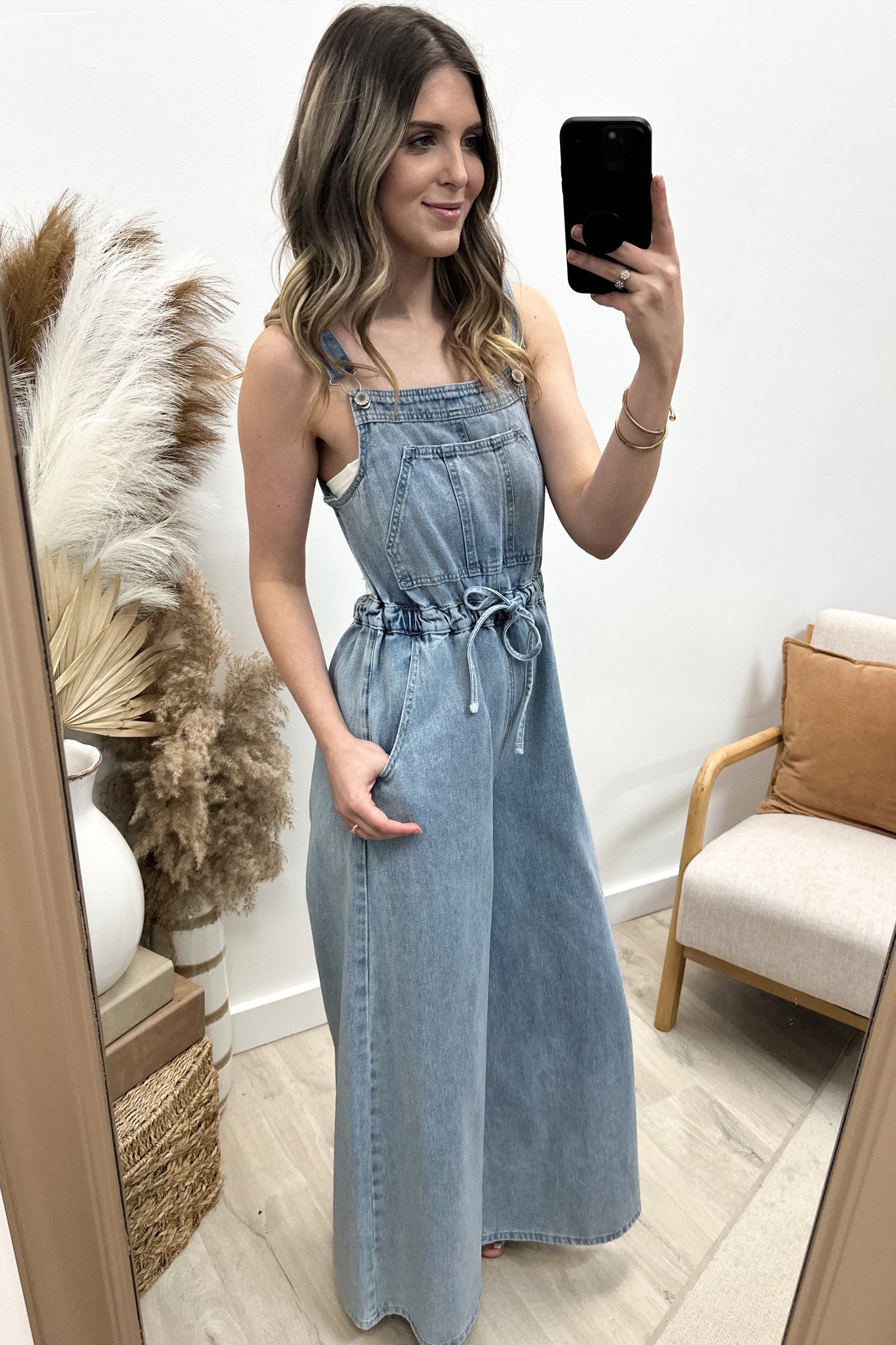 "Indigo Skies" Jumpsuit Overalls (Denim) - Happily Ever Aften