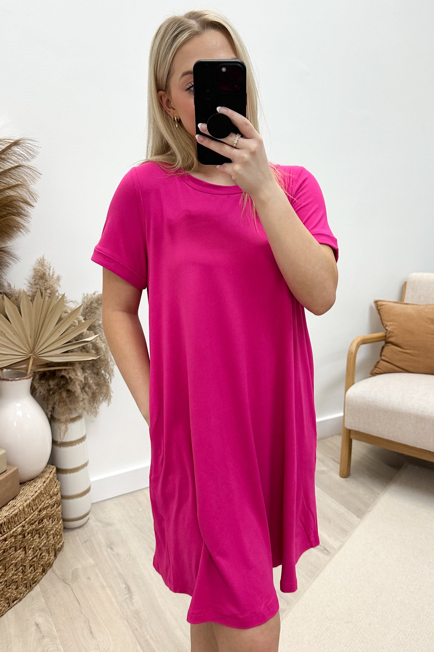 "It's Too Easy" Dress (Ultra Fuchsia) - Happily Ever Aften