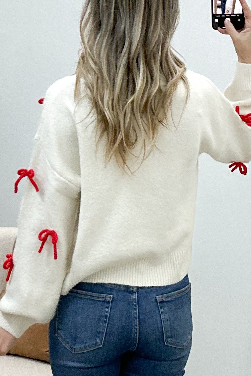 "Just A Girl" Sweater (Off White/ Red) - Happily Ever Aften