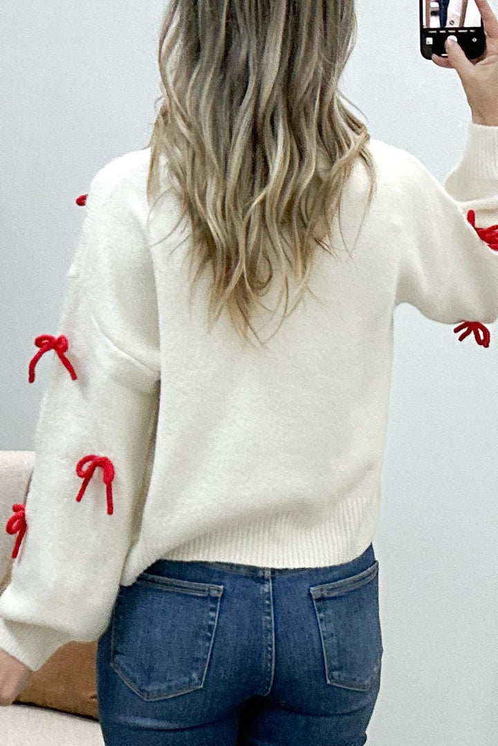 "Just A Girl" Sweater (Off White/ Red) - Happily Ever Aften