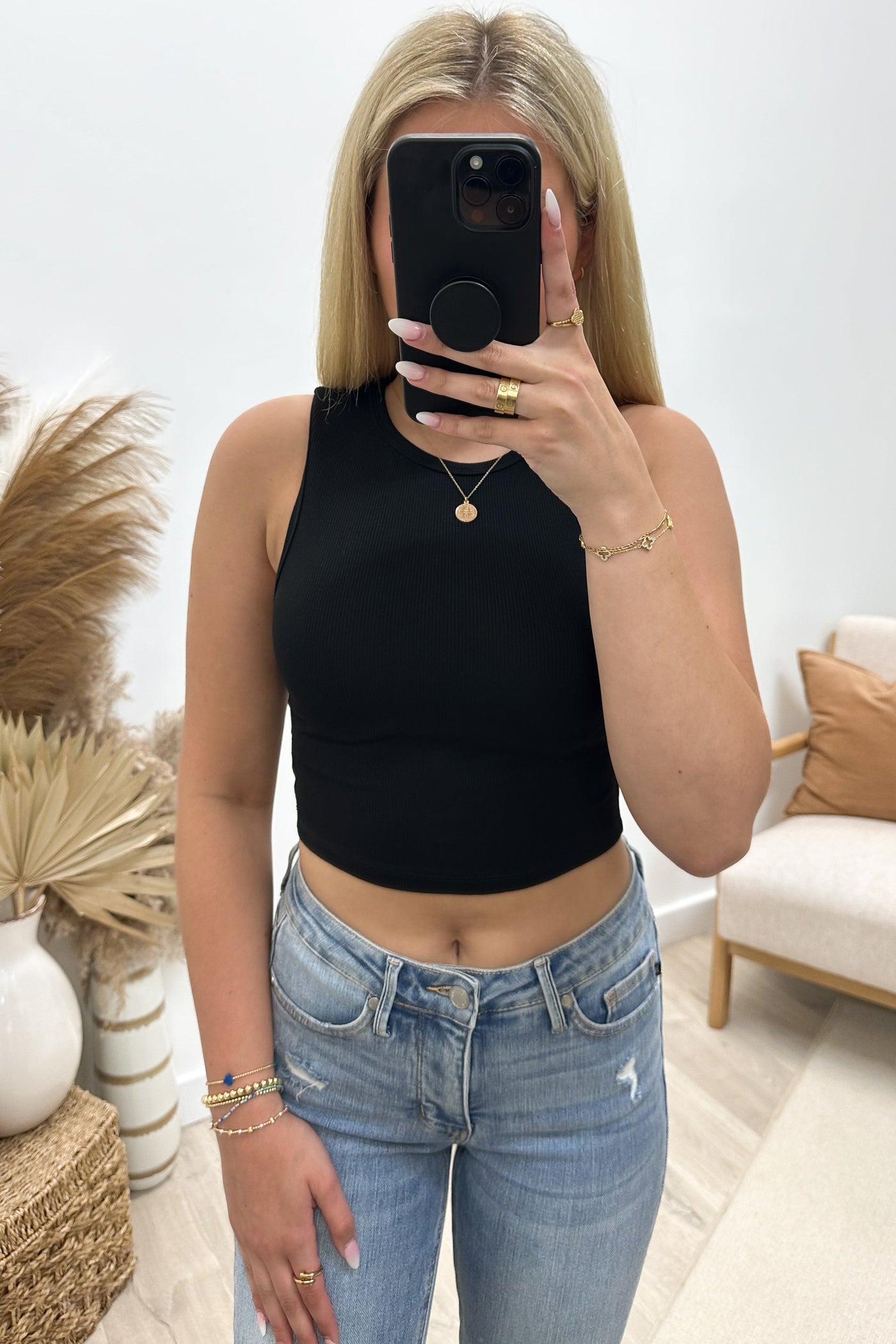 "Keep It Cute" Crop Top (Black) - Happily Ever Aften