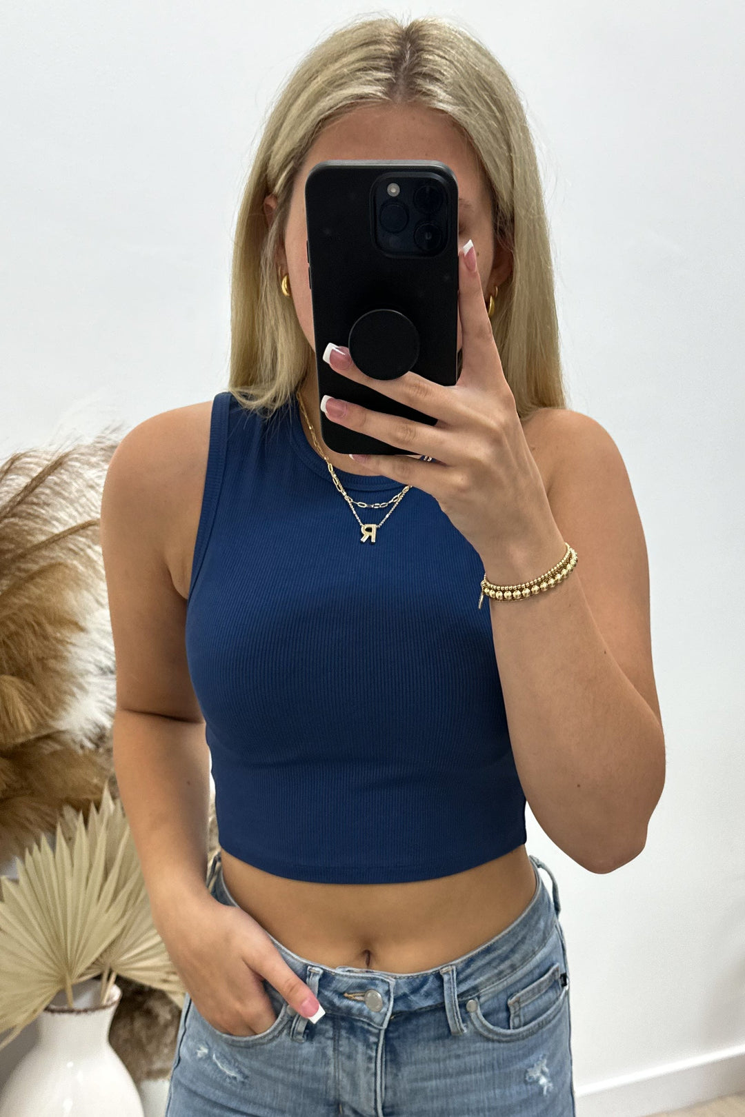 "Keep It Cute" Crop Top (Navy) - Happily Ever Aften