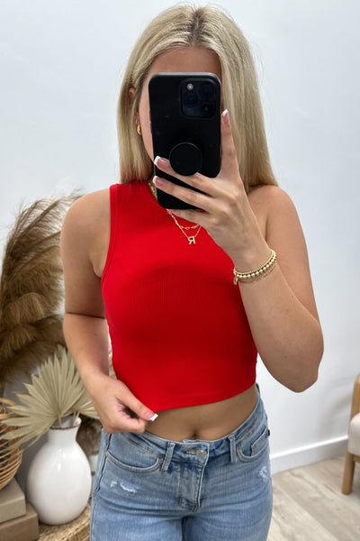 "Keep It Cute" Crop Top (Red) - Happily Ever Aften