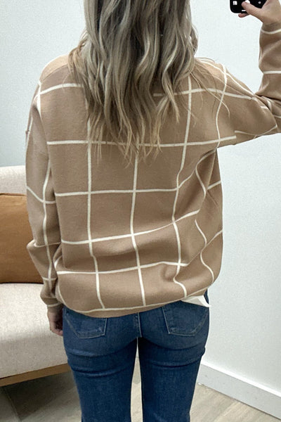 "Keep The Leftovers" Sweater (Taupe/White) - Happily Ever Aften