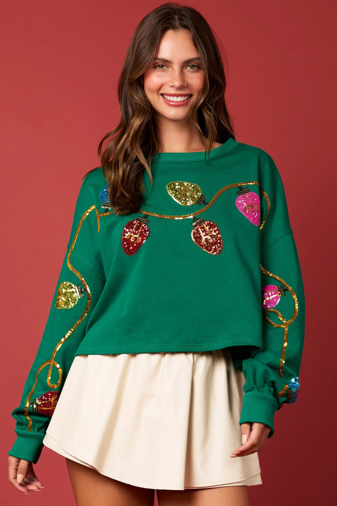 "Let Me Shine" Sweater (Green) - Happily Ever Aften