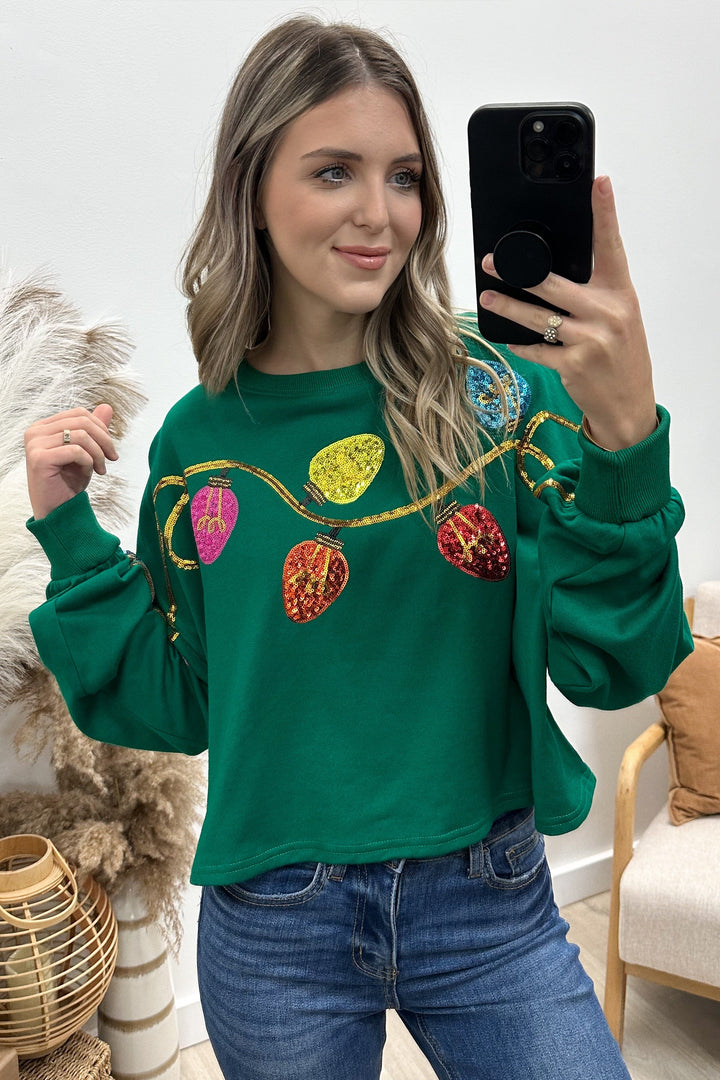 "Let Me Shine" Sweater (Green) - Happily Ever Aften