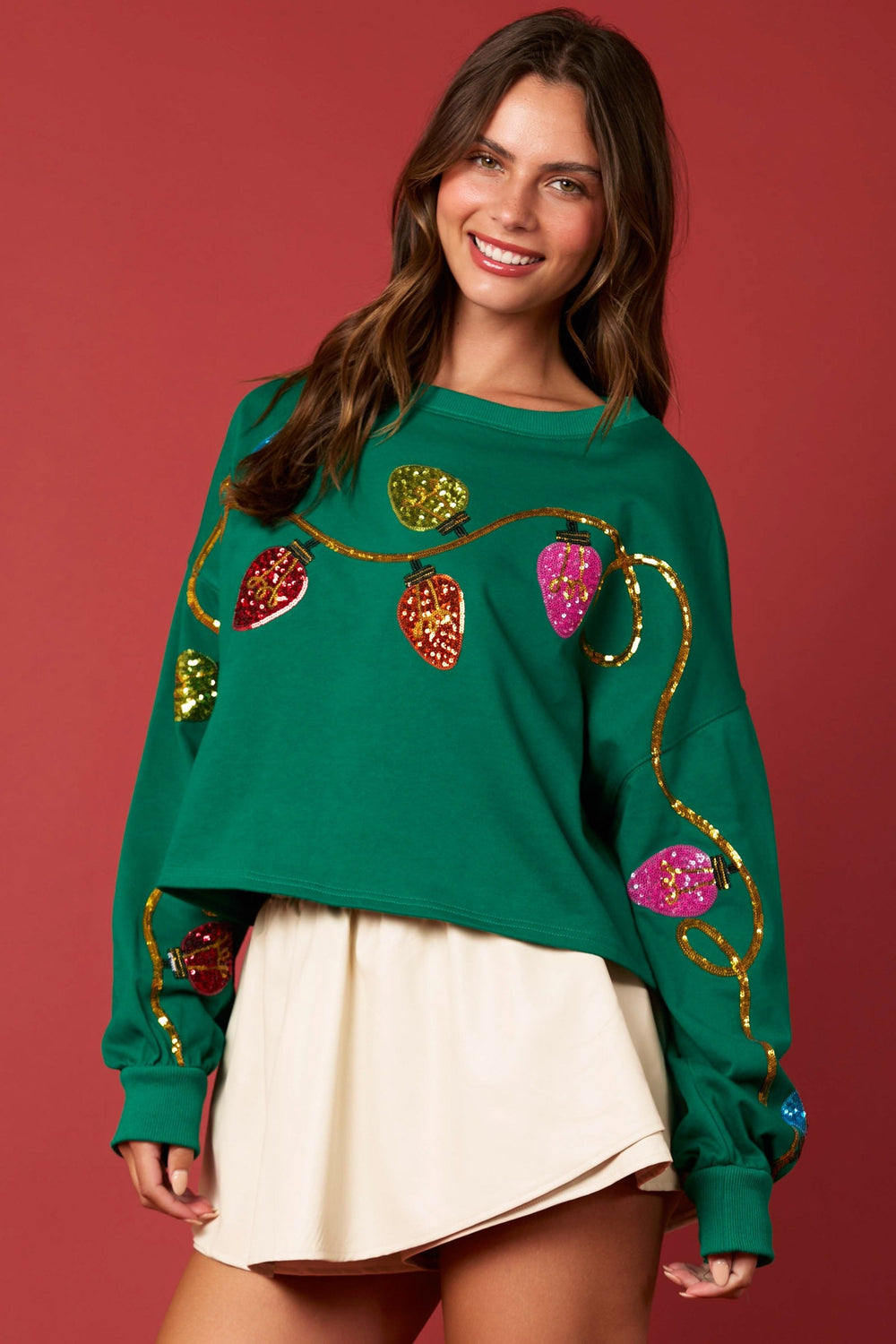 "Let Me Shine" Sweater (Green) - Happily Ever Aften
