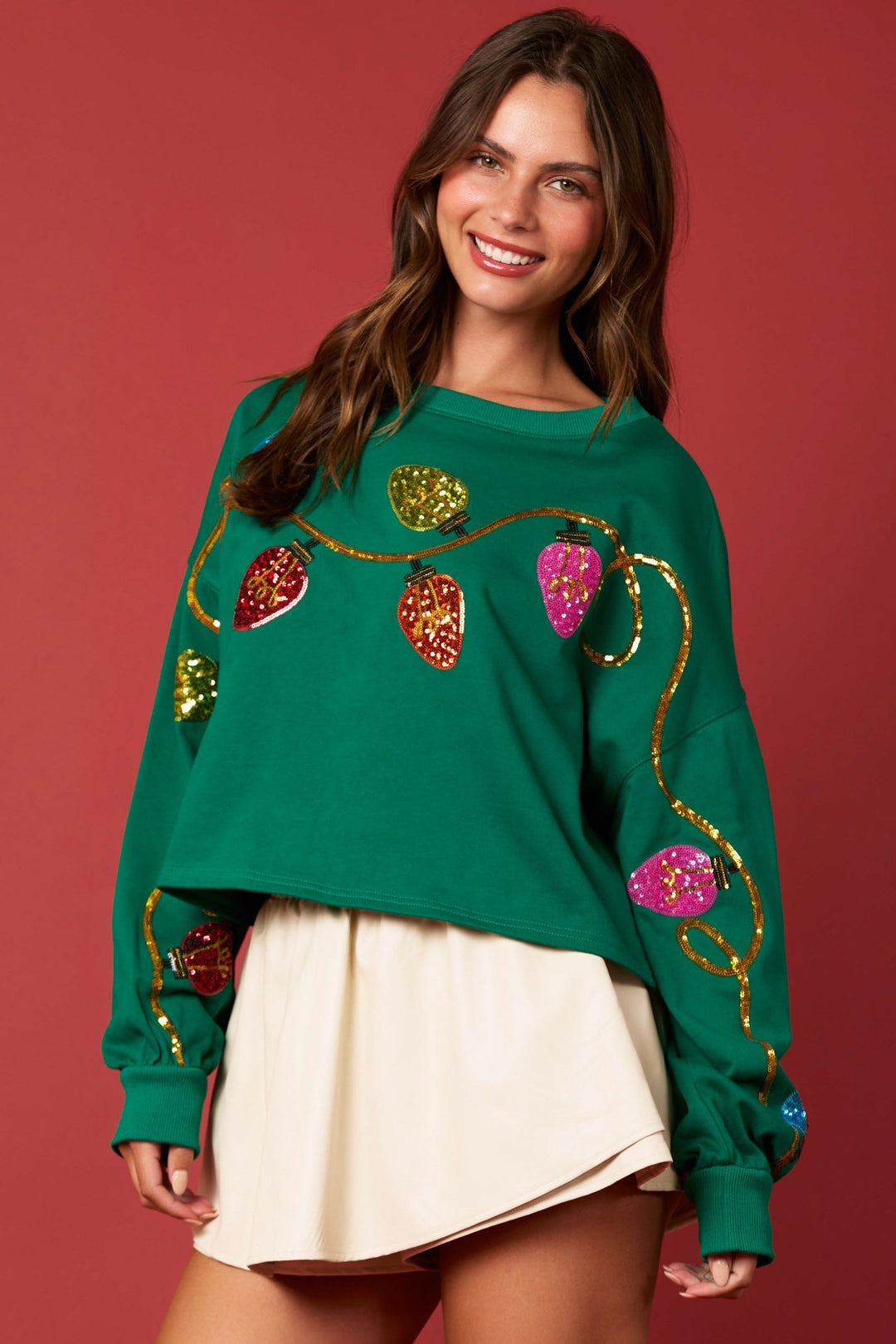 "Let Me Shine" Sweater (Green) - Happily Ever Aften