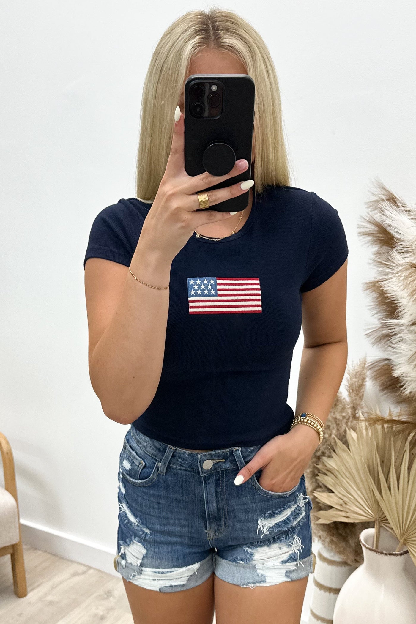 "Liberty's Legacy" Crop Top (Navy) - Happily Ever Aften