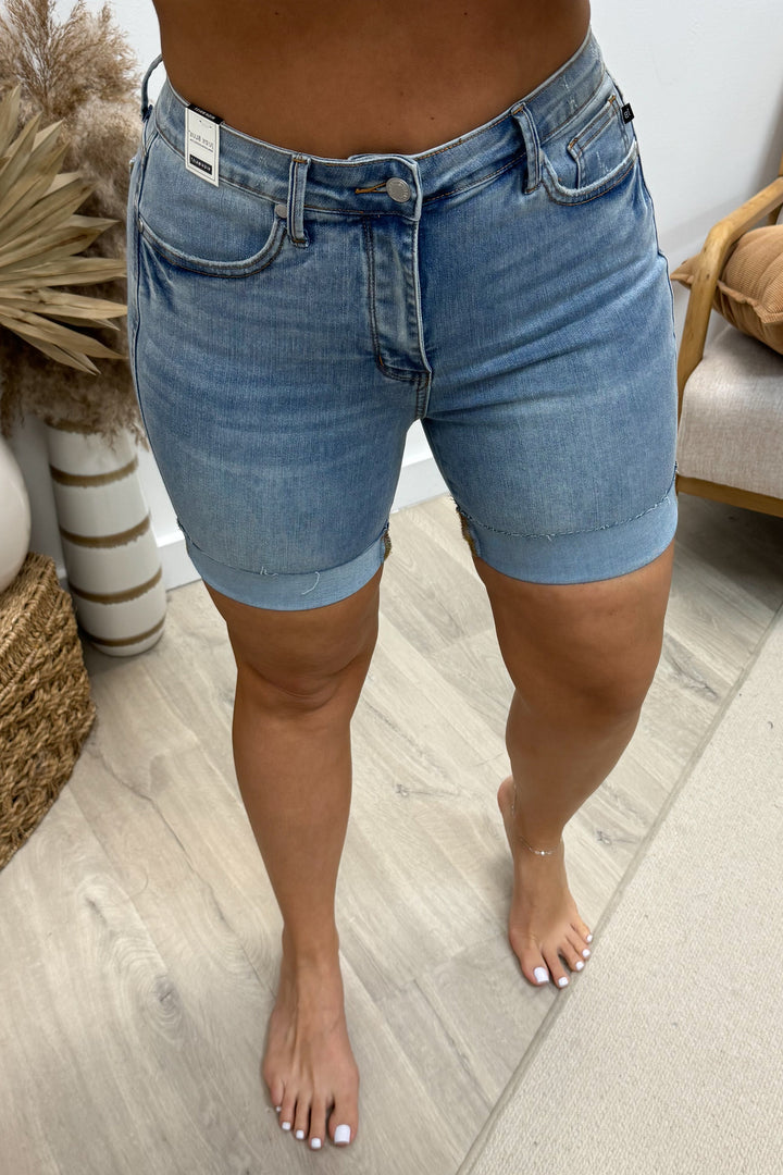 Lorena Denim Shorts (Tummy Control) - Happily Ever Aften