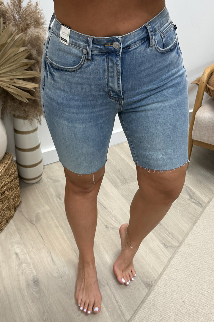 Lorena Denim Shorts (Tummy Control) - Happily Ever Aften