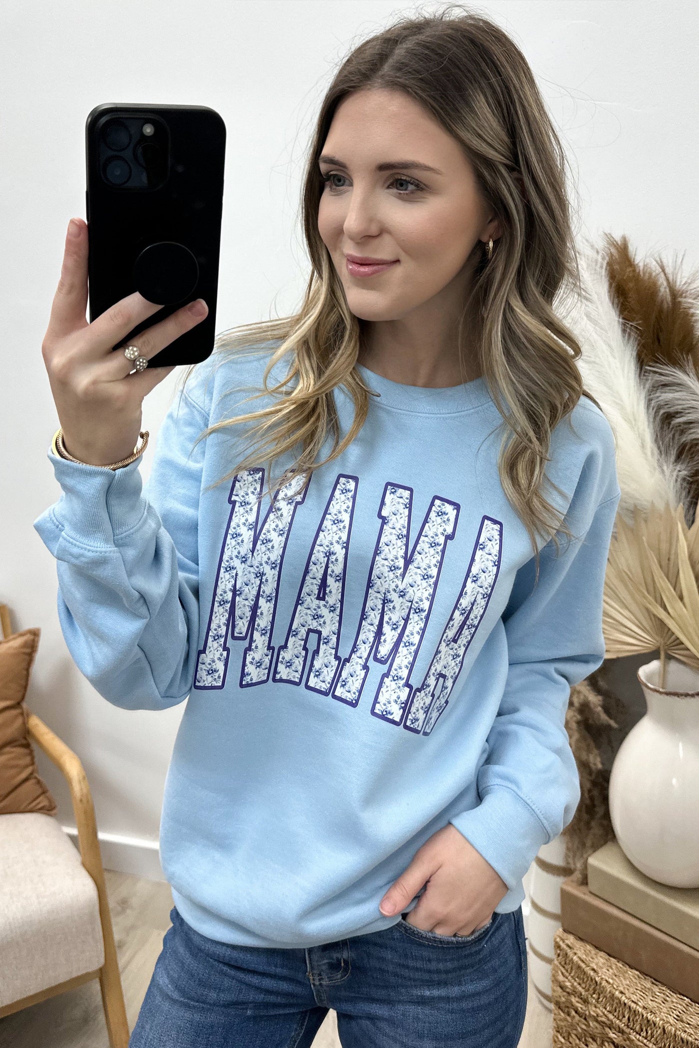 "Mama" Sweatshirt (Blue) - Happily Ever Aften