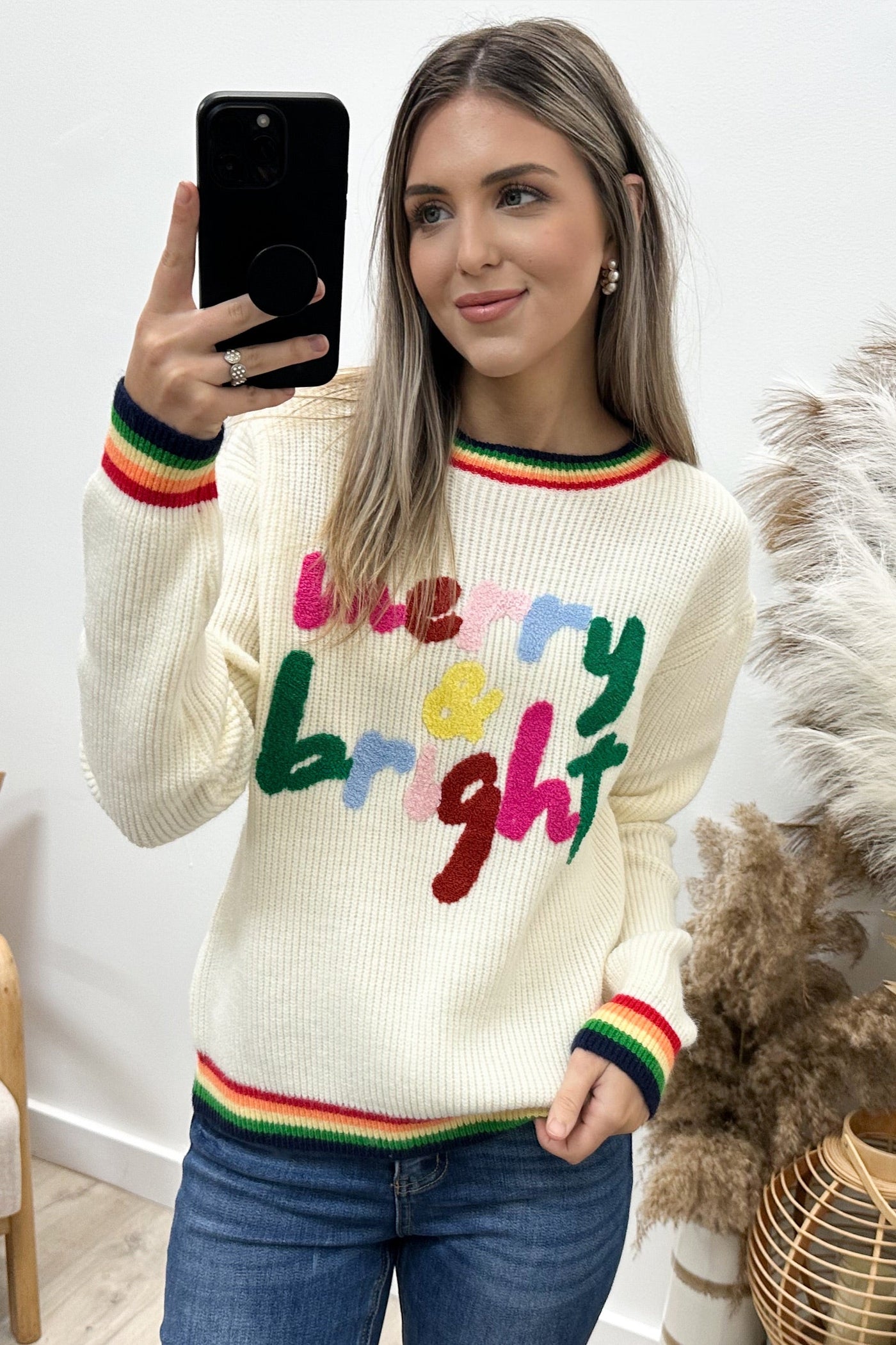 "Merry & Bright" Sweater - Happily Ever Aften