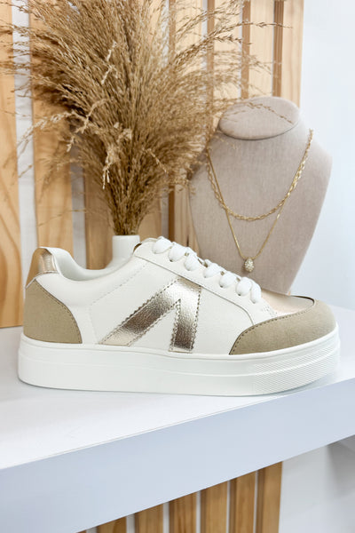 Mia Astra Sneakers (White/Sand) - Happily Ever Aften