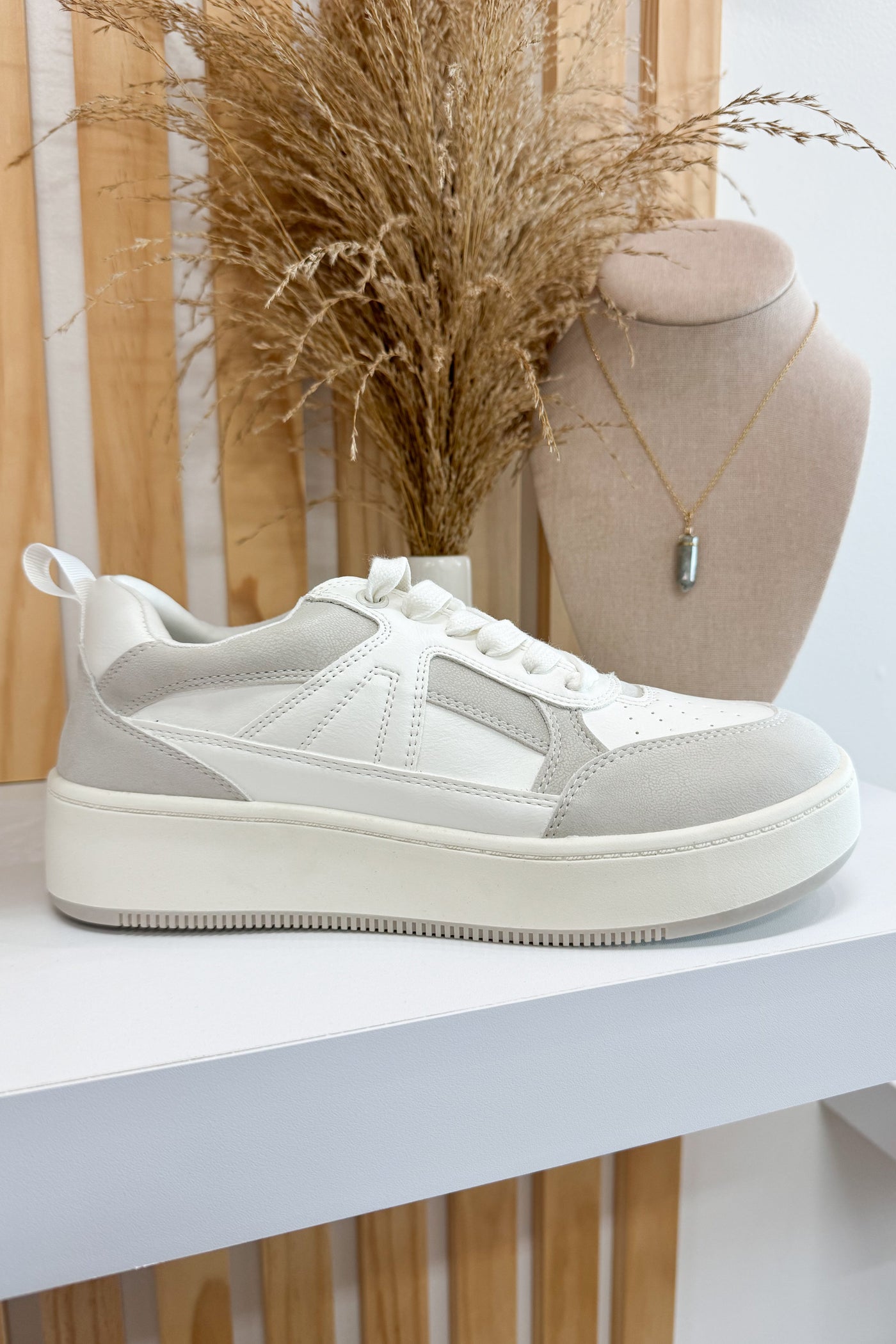 Mia Dice Sneakers (White/Off White) - Happily Ever Aften