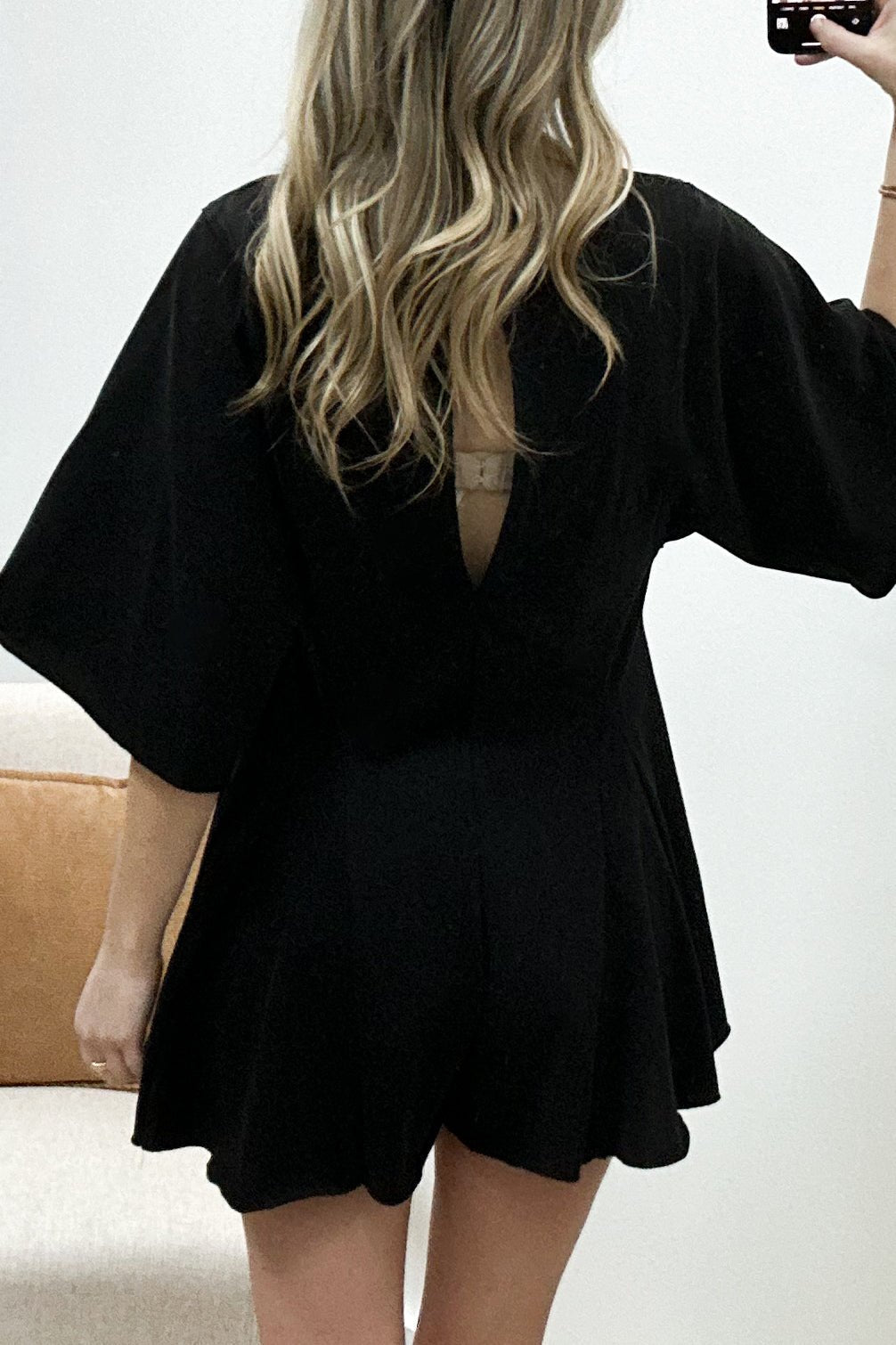 "My Off Day" Romper (Black) - Happily Ever Aften