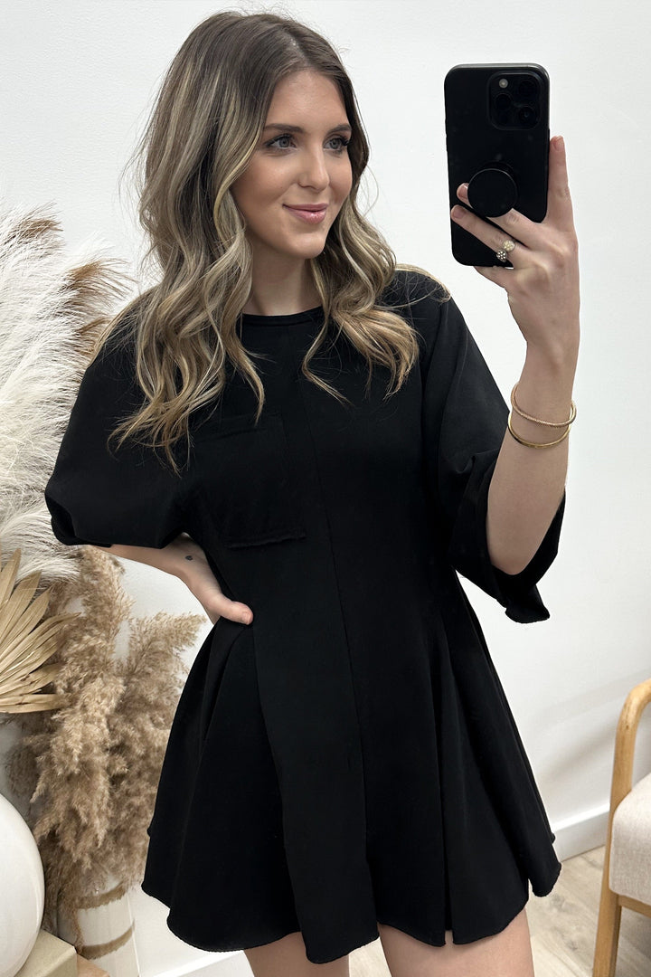 "My Off Day" Romper (Black) - Happily Ever Aften