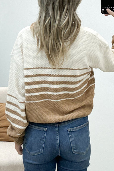 "My Safe Place" Sweater (Cream/Brown) - Happily Ever Aften