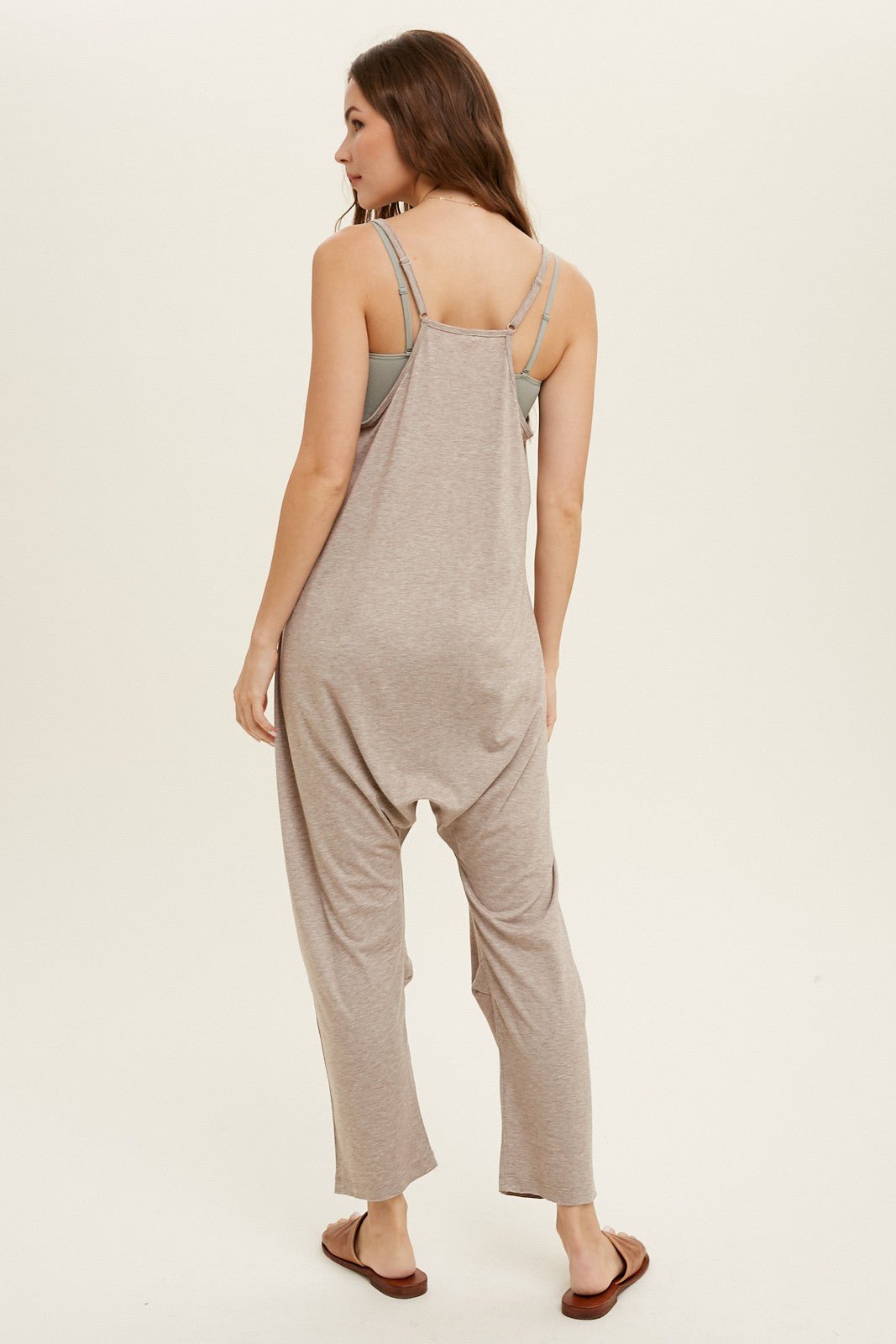 "My Space" Jumpsuit (Oatmeal) - Happily Ever Aften