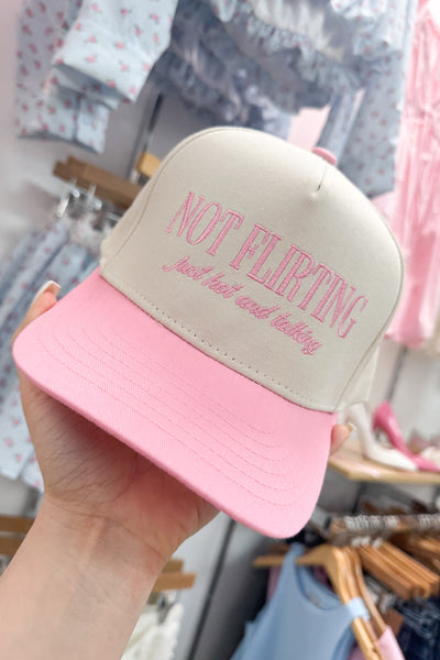 Not Flirting Just Hot Trucker Hat (Light Pink) - Happily Ever Aften