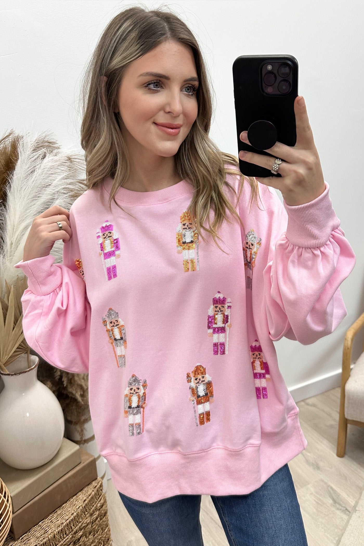 "Nutcracker Joy" Sweater (Light Pink) - Happily Ever Aften