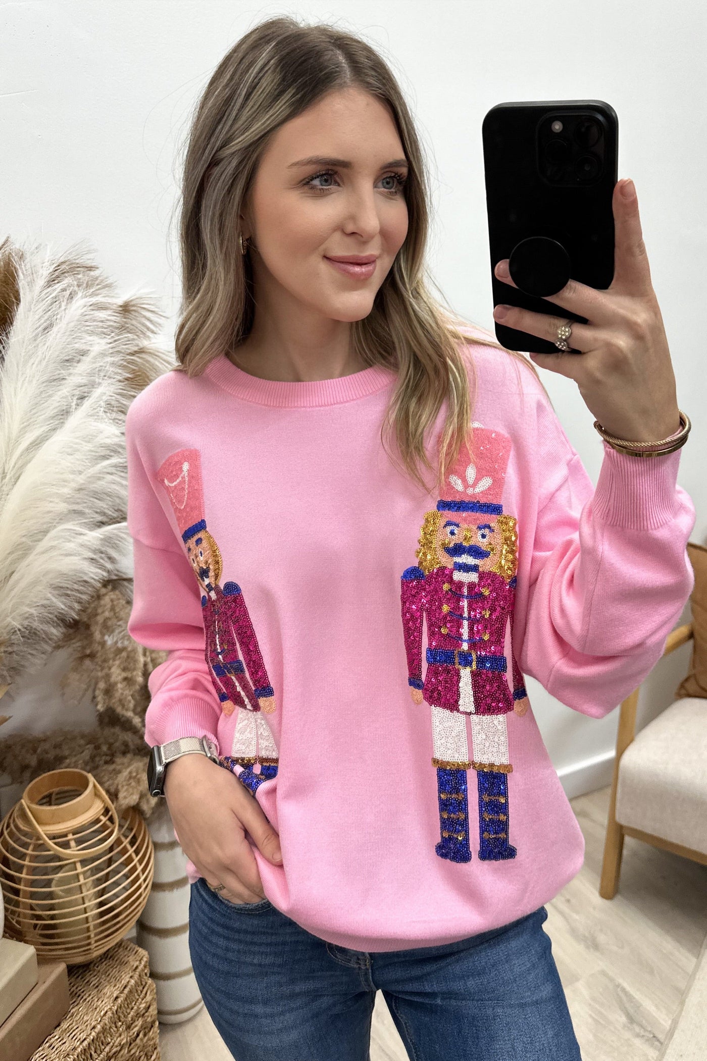 Nutcracker Sweater (Baby Pink) - Happily Ever Aften