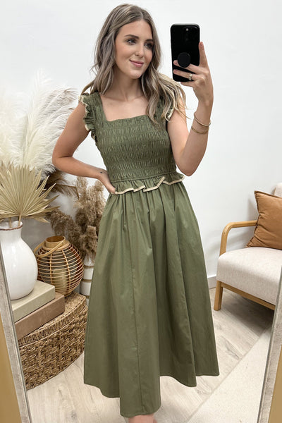 "Out With The Old" Dress (Olive/Taupe) - Happily Ever Aften