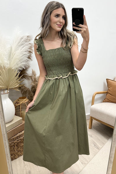 "Out With The Old" Dress (Olive/Taupe) - Happily Ever Aften