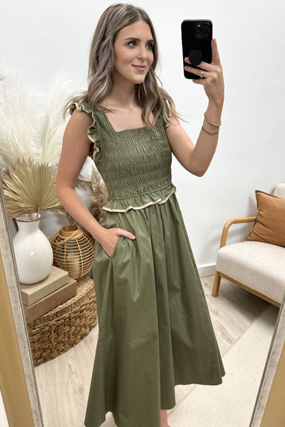 "Out With The Old" Dress (Olive/Taupe) - Happily Ever Aften