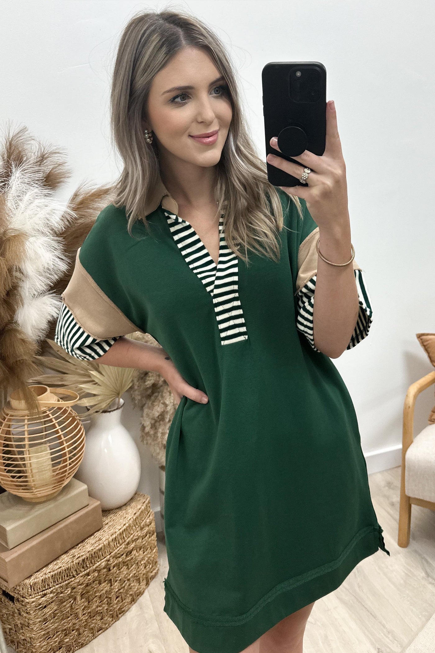 "Peek - A - Boo" Dress (Hunter Green) - Happily Ever Aften