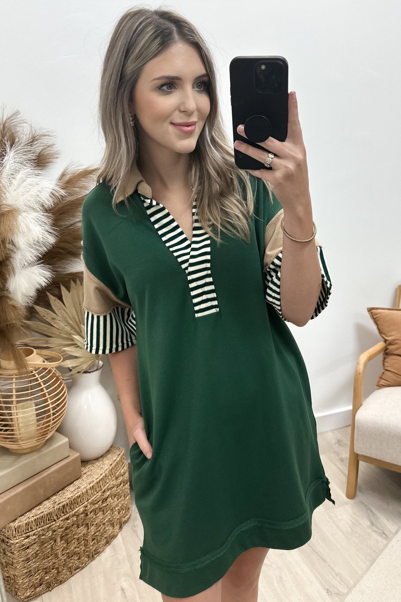 "Peek - A - Boo" Dress (Hunter Green) - Happily Ever Aften