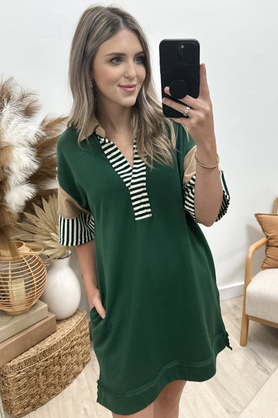 "Peek - A - Boo" Dress (Hunter Green) - Happily Ever Aften