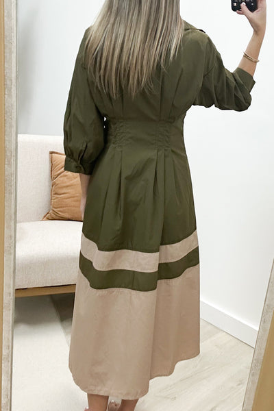 "Pep In Your Step" Dress (Olive) - Happily Ever Aften